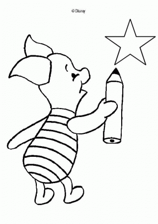 Winnie The Pooh coloring pages - Piglet Skiing
