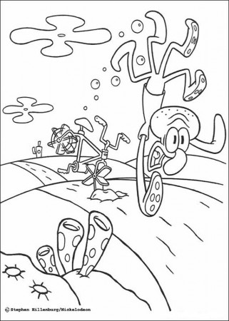 SPONGEBOB coloring pages - Squidward's bicycle accident