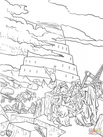 Tower of Babel and the Confusion of Tongues coloring page | Free ...