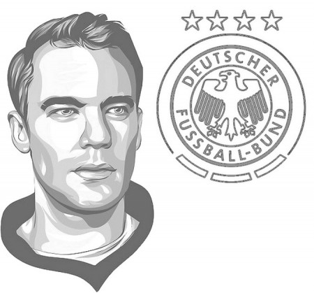 Coloring page Euro 2020 2021 : Manuel Neuer - Germany Team 18