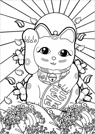 Maneki neko to color for children - Maneki Neko Kids Coloring Pages