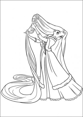 Rapunzel Brushing Her Hair Coloring Page - Free Printable Coloring Pages  for Kids