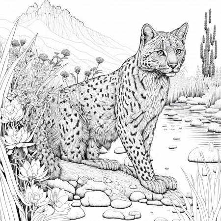 Premium Photo | Big cat coloring page black and white for coloring book