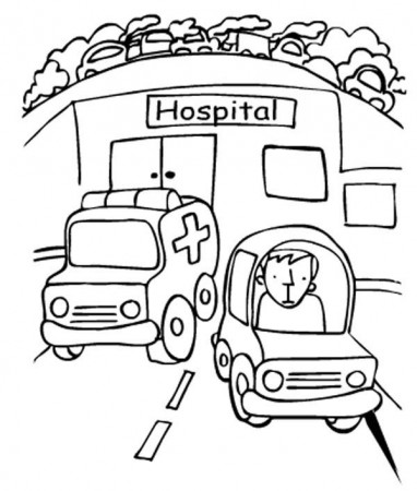 Hospital Ambulance Coloring Page