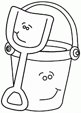 Pail and shovel coloring page