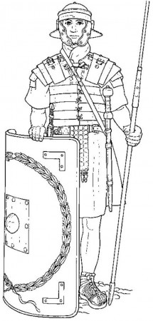 An Elite Roman Soldier and His Equipments Coloring Page - NetArt