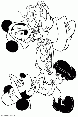 disney coloring page mickey mouse and minnie mouse thanksgiving ...