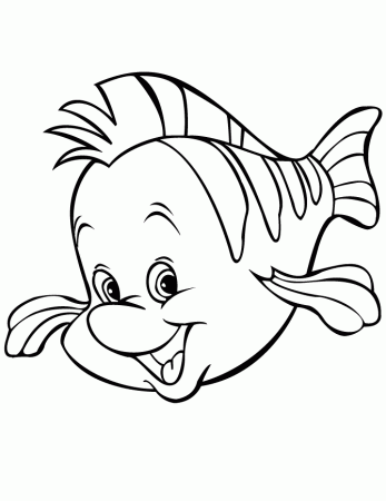 Cute Cartoon Flounder Fish Coloring Page | HM Coloring Pages