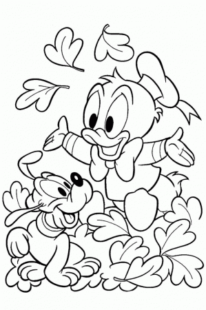 Happy Cute Donald and Pluto Coloring Pages : New Coloring Pages