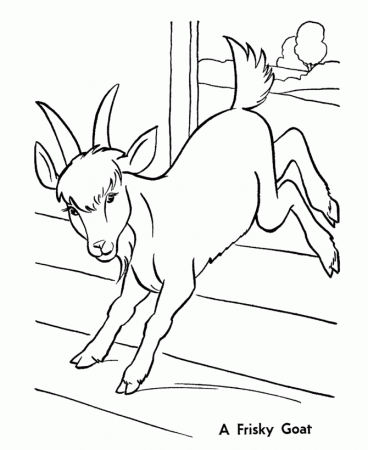 Farm Animal Coloring Pages | Frisky Goat Coloring Page and Kids 