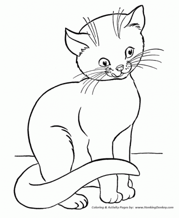 Cat Coloring Pages | Printable Hungry cat Cat Coloring Page 