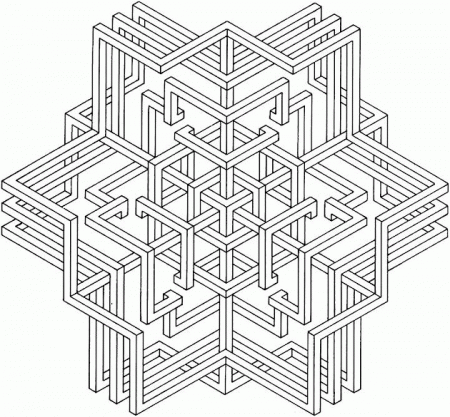 3D Geometric Coloring Page