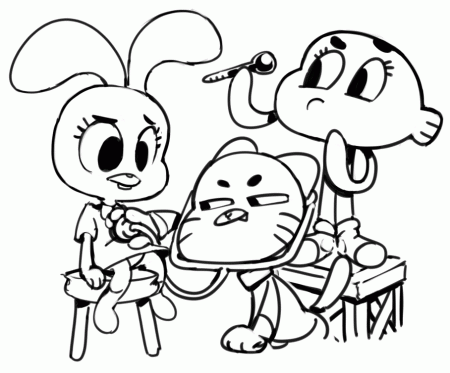 Gumball and Darwin Play doctor coloring page | coloring pages