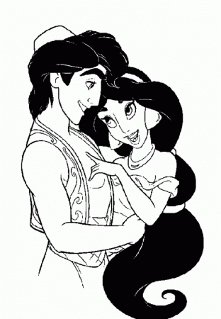 Download Aladdin And Jasmine Are In Love Disney Princess Coloring 