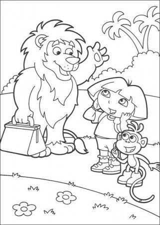 DORA THE EXPLORER coloring pages - Goodbye Lion