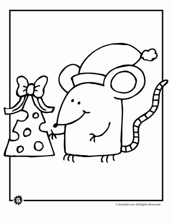 christmas mouse coloring pages cute page