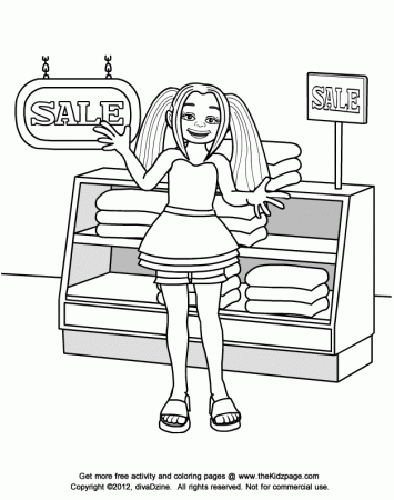 shopping day Colouring Pages