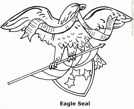 Coloring Pages Eagle Holding Flag (Birds > Eagle) - free printable 