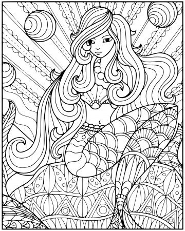 Enchanting Mermaid With Lots Of Patterns Coloring Pages - Coloring Cool