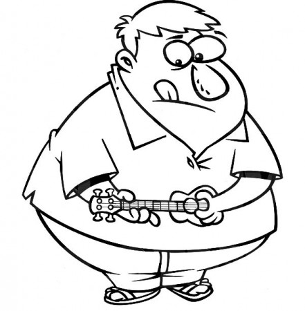 Fat Boy Try To Play Ukulele Coloring Pages : Kids Play Color