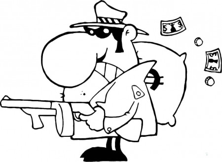 Online coloring pages Coloring page Bank robbery weapons, Download print coloring  page.