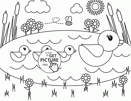 Cute Duckies Spring coloring page for kids, seasons coloring pages ...