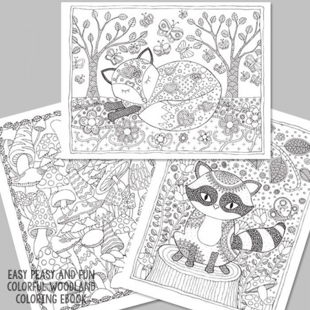 Colorful Woodland Coloring eBook - Easy Peasy and Fun