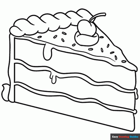Chocolate Cake Coloring Page | Easy Drawing Guides