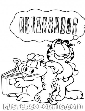 Garfield Thinking About Bacon Coloring Page | Coloring pages, Coloring pages  for kids, Cartoon coloring pages