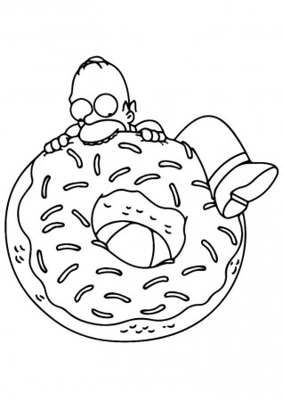 Aesthetic Printable Coloring Pages Homer Simpson Eating Huge Donuts - Print  Color Craft