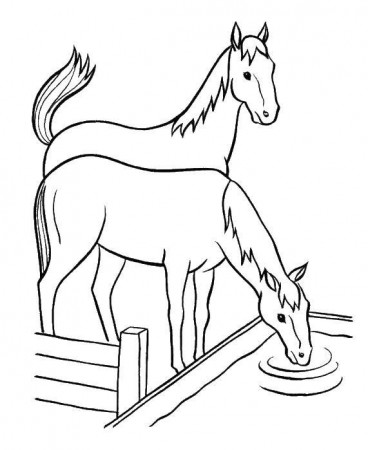 Online coloring pages Coloring page Horses drink water horse, Download  print coloring page.
