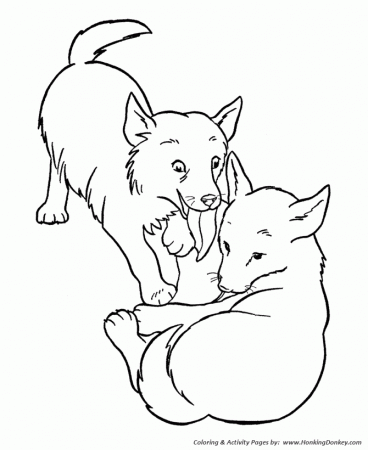Dog Coloring Pages | Printable Licking Dogs coloring page ...