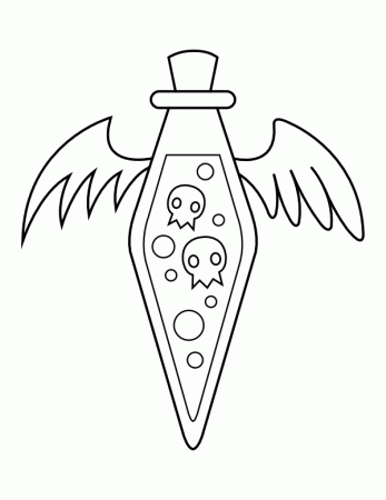 Printable Winged Potion Bottle Coloring Page
