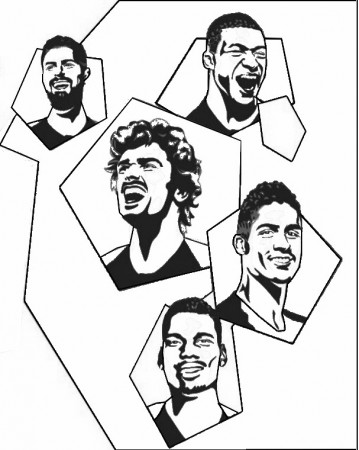 Coloring page France Football Team 2021 : Mbappé, Giroud, Griezmann,  Varane, Pogba 1