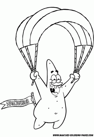 nengaku: Patrick Star Fly with a Parachute Coloring Pages