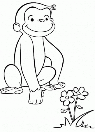 Looking Flower Curious George Coloring Pages | Cartoon Coloring ...