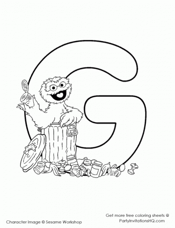 Garbage - Letter G - Sesame Street Alphabet Coloring Page