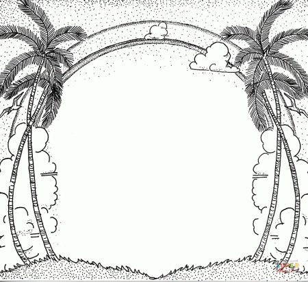 Coconut Palm Trees on Island coloring page | Free Printable ...