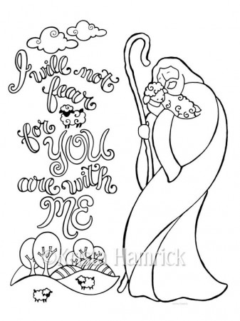 Good Shepherd coloring page in two sizes: 8.5X11 and Bible journaling  tip-in 6X8