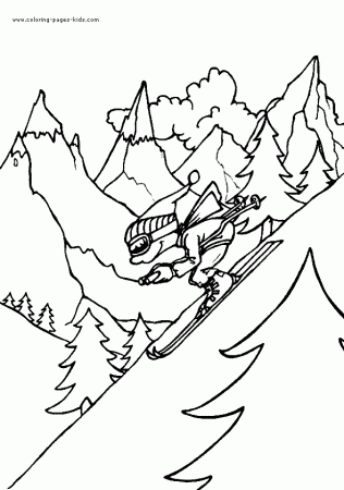 Skiing fast color page - Winter sports color page - Coloring pages ...