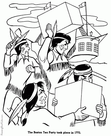 Boston Tea Party history coloring page for kid 019