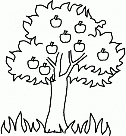 The Thick Apple Tree Coloring For Kids - Tree Coloring Pages ...