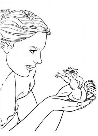 Giselle Talking to Pip in Enchanted Coloring Pages: Giselle ...