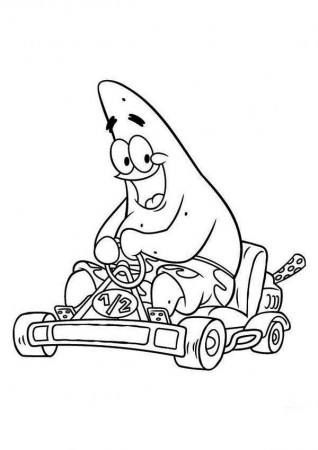 Patrick Star Playing Go Cart Coloring Page - Free & Printable ...