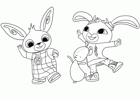 Bing, Flop and Coco dancing coloring page