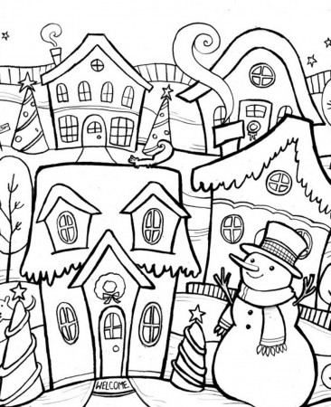 Scene Of Chirstmas Winter Coloring Pages | Winter Coloring pages ...