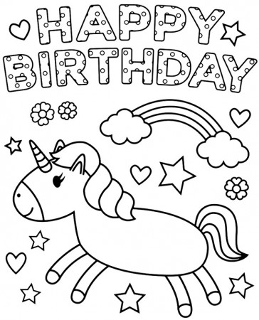 Happy birthday coloring sheet - Topcoloringpages.net