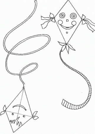 Kite Flying Up and Down Coloring Page - Free & Printable Coloring ...