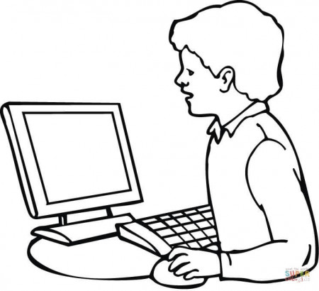 A Boy Searching for Information on the Internet coloring page | Free  Printable Coloring Pages