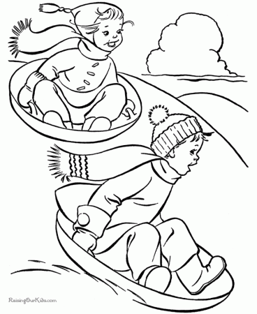Christmas Coloring Pages - Sledding Fun! | Coloring pages winter, Sports coloring  pages, Christmas coloring pages